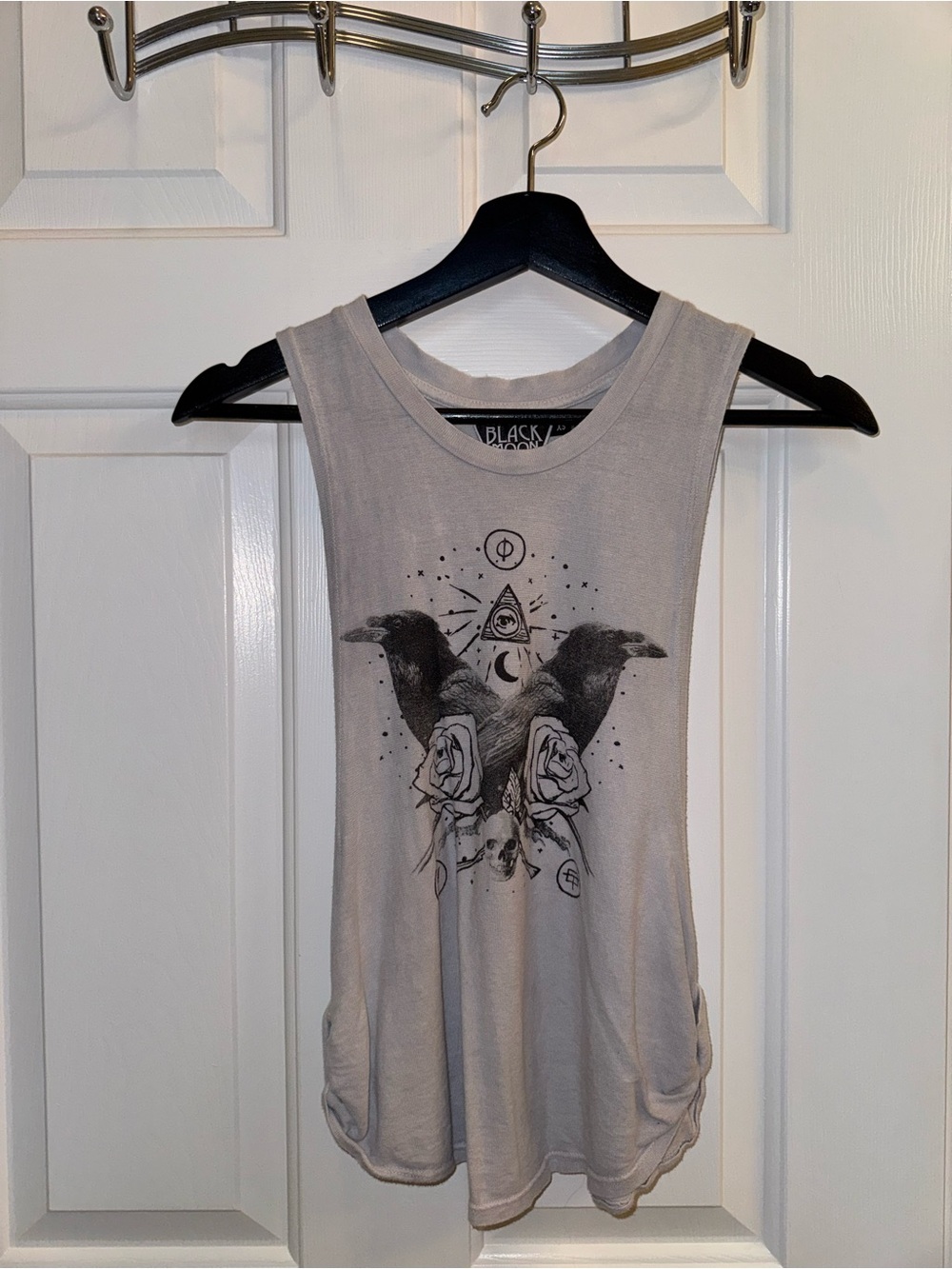 Black Rose Graphic Muscle Tank from Urban Outfitters - Light Gray, Size XS